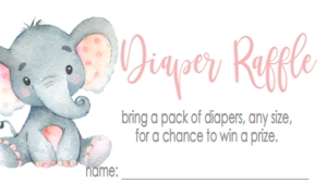 Baby Shower Pink Floral Elephant Diaper Raffle: Baby Shower Elephant Pink Floral Stripe Kit 540820001