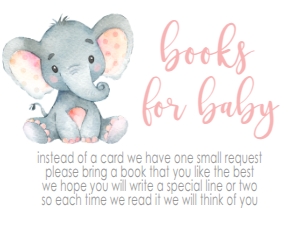 Baby Shower Pink Floral Elephant Book Card: Baby Shower Elephant Pink Floral Stripe Kit 540820001