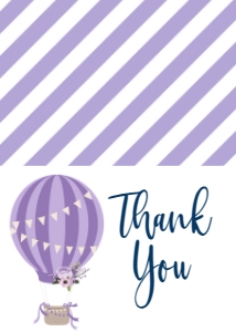 Thank You Purple Hot Air Balloon Master: Baby Shower Purple Balloon Invitation Kit