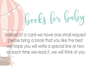 Baby Shower Hot Air Balloon Pink Aqua Book Card: Baby Shower Pink Balloon Invitation 525017370