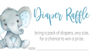 Baby Shower Blue Banner Laurel Elephant Diaper Raffle: Baby Shower Blue Banner Laurel Elephant Invitation