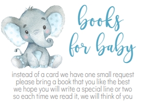 Baby Shower Blue Banner Laurel Elephant Book Card: Baby Shower Blue Banner Laurel Elephant Kit 594997875