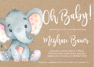 Baby Shower Elephant kraft Oh Baby Pink: Baby Shower Elephant kraft Oh Baby Pink 176785999