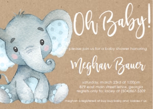 Baby Shower Blue Kraft Elephant Invitation 181753491 design preview