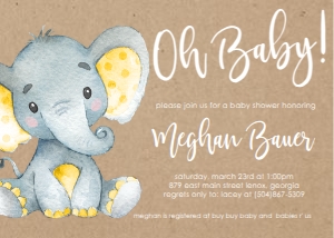 Baby Shower Yellow Elephant Kraft Oh Baby Invitation 176777034 design preview