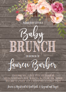 Baby Shower Romantic Brunch Rustic Wood: Baby Shower Romantic Brunch Rustic Wood