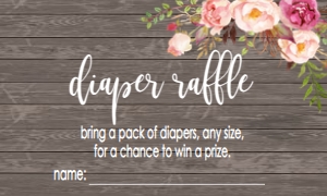 Baby Shower Romantic Boho Pink Floral Rustic Diaper Raffle: Fall Boho Wood Floral Pumpkin baby shower