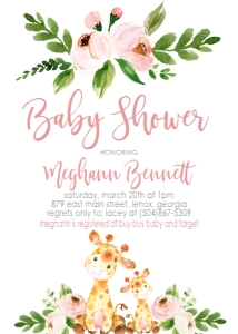 Baby Shower Pink Floral Giraffe Invitation: Baby Shower Pink Floral Giraffe Kit 540824797