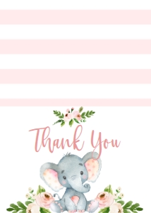 Thank You Pink Floral Elephant Thank You: Baby Shower Elephant Pink Floral Stripe Kit 540820001