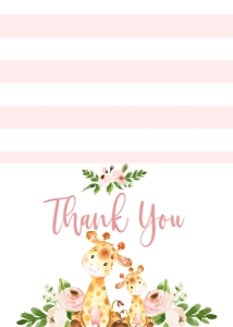 Thank You Pink Floral Giraffe Thank You: Baby Shower Pink Floral Giraffe Kit 540824797