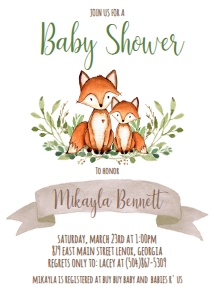 Baby Shower Brown Banner Fox Invitation: Baby Shower Brown Banner Fox Invitation 541644359