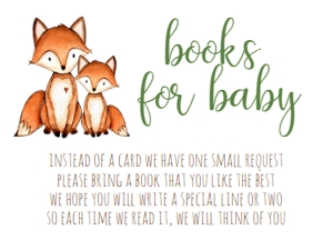 Baby Shower Brown Banner Fox Book Card NIS: Baby Shower Brown Banner Fox Invitation 541644359