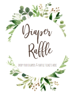 Greenery Wreath Diaper Raffle sign: BSS Greenery Wreath Welcome Baby