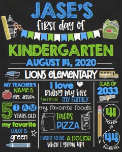 School Blue Multi Chalkboard 8x10: School Blue Multi Chalkboard 8x10