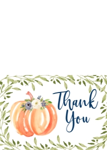 Greenery Blue Pumpkin Thank You: Baby Shower Pumpkin Blue Greenery Frame
