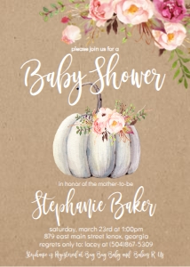 Baby Shower Floral Boho Pumpkin: Baby Shower Floral Boho Pumpkin Kraft