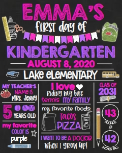 School Pink Multi Color First Day 8x10: School Pink Multi Color First Day 8x10