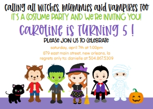 Halloween Birthday Costume Party Invite: Halloween Birthday Costume Party Invite
