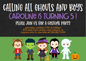 Halloween Birthday Costume Invite Chalk: Halloween Birthday Costume Invite Chalk