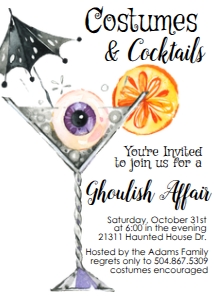 Halloween Costumes and Cocktails Ghoulish Invitation: Halloween Costumes and Cocktails Invitation