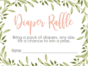 Greenery Pink Pumpkin Diaper Raffle: Baby Shower Peach Pumpkin Greenery