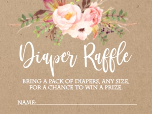Kraft Pink Pumpkin Diaper Raffle: Baby Shower Pumpkin Greenery Kraft Variations