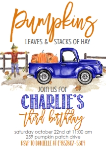 Blue Pumpkin Truck Boy Birthday: Birthday Blue Pumpkin Truck Boy