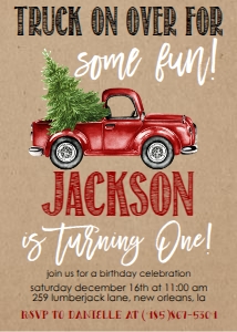 Birthday Christmas Kraft Invitation: Birthday Christmas Kraft Invitation