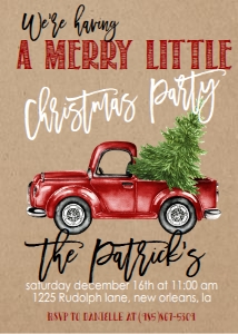 Christmas Party Red Truck Inivtation: Christmas Party Red Truck Invitation