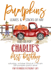 Birthday Red Truck Pumpkin: Birthday Red Truck Pumpkin