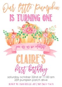 Birthday Pink Floral Pumpkin: Birthday Pink Floral Pumpkin