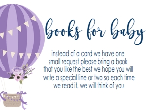 Baby Shower Purple Floral Purple Balloon Book Card: BS Purple Floral Balloon Book Card