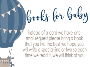 Baby Shower Hot Air Balloon Navy Book Card: Thank You Hot Air Balloon Navy 548414712