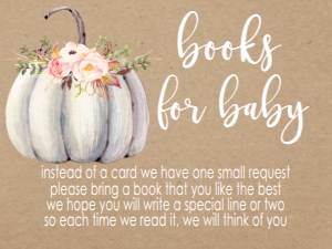 Baby Shower White Pumpkin Floral Kraft Book Card: Baby Shower Floral Boho Pumpkin Kraft