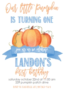 Birthday Pumpkin Blue Banner: Birthday Pumpkin Blue Banner