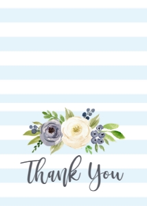 Thank You Floral Blue Stripe Thank You: Thank You Floral Blue Stripe Thank You