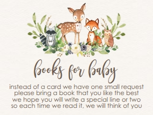 Baby Shower Woodland Blue Book Card: Baby Shower Woodland Kit Blue 562093449