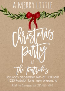 Christmas Party Kraft Merry Little Invitation: Christmas Party Kraft Merry Little Invitation