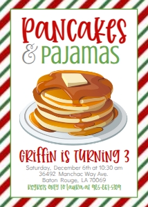 Birthday Christmas Pancakes and Pajamas Party Invitation design preview