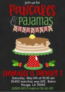 Birthday Christmas Pancakes and Pajamas Invitation: Birthday Christmas Pancakes and Pajamas Invitation