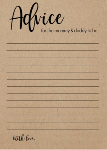 Baby Shower Game Kraft Advice: Baby Shower Game Kraft Kit