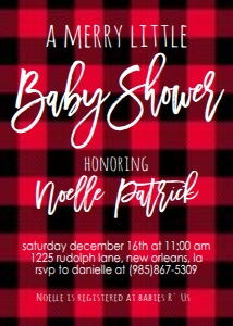 Baby Shower Christmas Plaid Invitation: Baby Shower Christmas Plaid Invitation 556030686