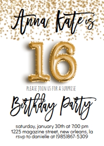 Birthday Foil Balloon Gold 16 design preview