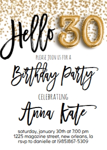 Birthday Foil Balloon Gold Hello 30: Birthday Foil Balloon Gold Hello 30