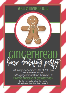 Christmas Gingerbread House Party Invitation: Christmas Gingerbread House Party Invitation