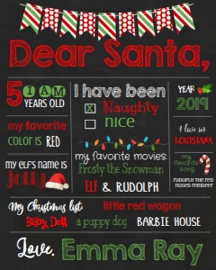 Christmas Chalkboard Dear Santa Sign: Christmas Chalkboard Dear Santa Sign