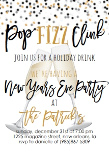 NYE Pop Fizz Clink Invitation: NYE Pop Fizz Clink Invitation