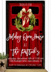 Christmas Red Door Open House Invitation design preview