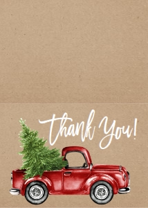Thank You Kraft Red Truck: Birthday Christmas Truck Kraft Invitation