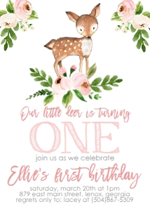 Birthday Deer Pink Floral design preview
